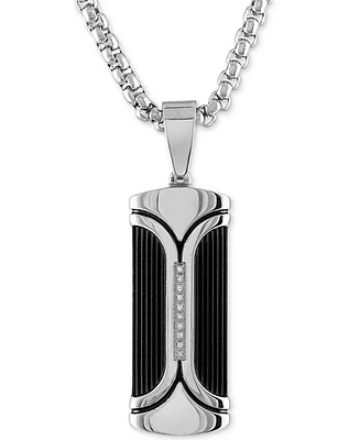 Esquire Men's Jewelry Diamond Accent Dog Tag 22" Pendant Necklace, Created for Macy's