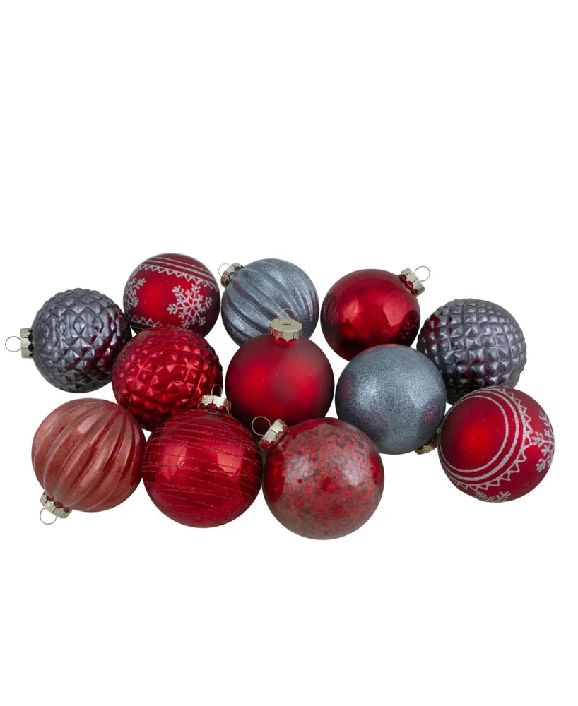 Northlight Finial and Glass Ball Christmas Ornaments Set, 12 Pieces - Multi