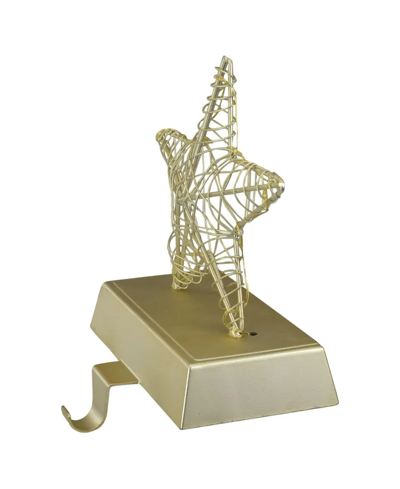 7" Led Lighted Wired Star Christmas Stocking Holder - Gold