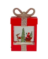 7" Gift Box Christmas Snow Globe with Santa and Reindeer