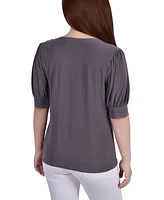 Ny Collection Petite Short Sleeve Balloon Sleeve Top