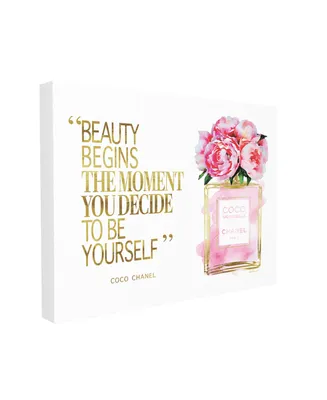 Stupell Industries Fashion Designer Perfume Gold-Tone Pink Watercolor Inspirational Word Stretched Canvas Wall Art, 24" x 30" - Multi