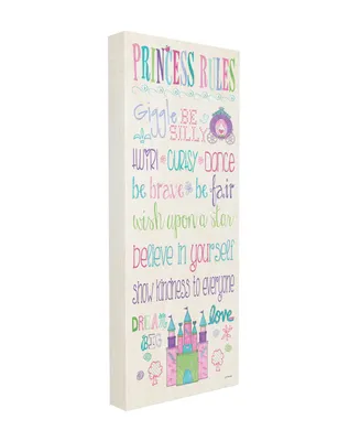 Stupell Industries Princess Rules Castle Typography Stretched Canvas Wall Art, 10" x 24" - Multi