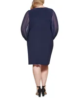 Jessica Howard Plus Size Pleated-Sleeve Sheath Dress