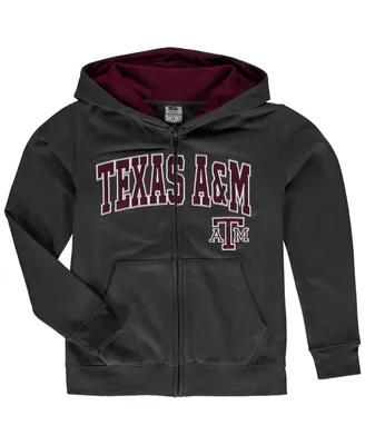 Big Boys Charcoal Texas A&M Aggies Applique Arch and Logo Full-Zip Hoodie