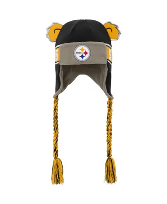 Little Boys and Girls Black Pittsburgh Steelers Wordmark Ears Trooper Knit Hat