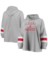 Women's Heathered Gray Alabama Crimson Tide Plus Sleeve Stripe Pullover Hoodie