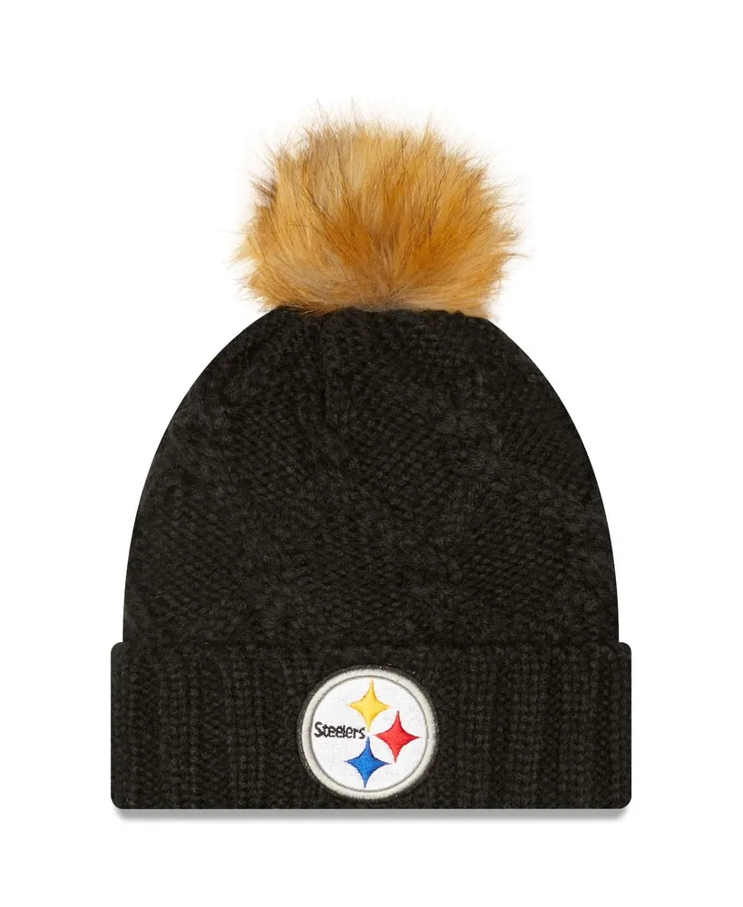 Women's Black Pittsburgh Steelers Luxe Cuffed Knit Hat with Pom