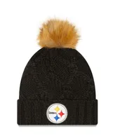 Women's Black Pittsburgh Steelers Luxe Cuffed Knit Hat with Pom