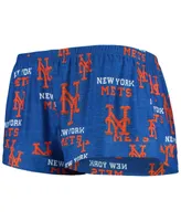 Women's Royal New York Mets Zest Allover Print Button-Up Shirt and Shorts Sleep Set