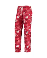 Women's Red, White Wisconsin Badgers Flagship Long Sleeve T-shirt and Pants Sleep Set