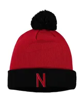 Men's Scarlet and Black Nebraska Huskers Core 2-Tone Cuffed Knit Hat with Pom