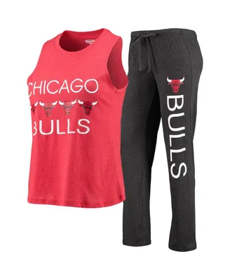 Women's Heathered Red, Black Chicago Bulls Tank Top and Pants Sleep Set