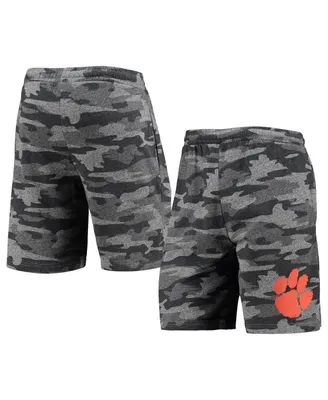 Men's Charcoal and Gray Clemson Tigers Camo Backup Terry Jam Lounge Shorts