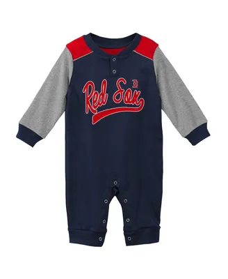 Newborn and Infant Boys and Girls Navy, Heathered Gray Boston Red Sox Scrimmage Long Sleeve Jumper
