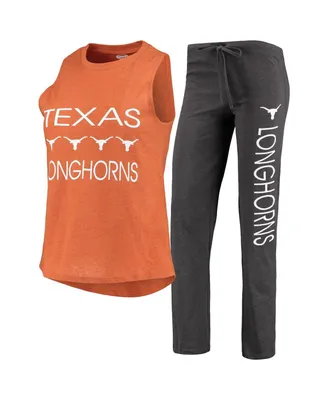 Women's Texas Orange, Charcoal Longhorns Team Tank Top and Pants Sleep Set