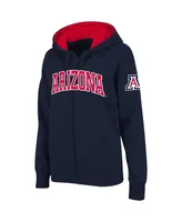 Women's Stadium Athletic Navy Arizona Wildcats Arched Name Full-Zip Hoodie