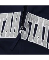 Women's Stadium Athletic Navy Utah State Aggies Arched Name Full-Zip Hoodie