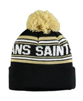 Little Boys and Girls Black New Orleans Saints Jacquard Cuffed Knit Hat with Pom