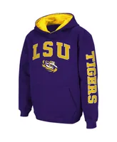 Big Boys Purple Lsu Tigers 2-Hit Team Pullover Hoodie