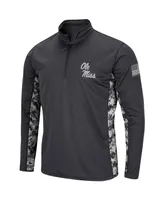 Men's Charcoal Ole Miss Rebels Oht Military-Inspired Appreciation Digi Camo Quarter-Zip Jacket