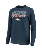 Women's Navy Denver Broncos Meter Knit Long Sleeve Raglan Top and Shorts Sleep Set