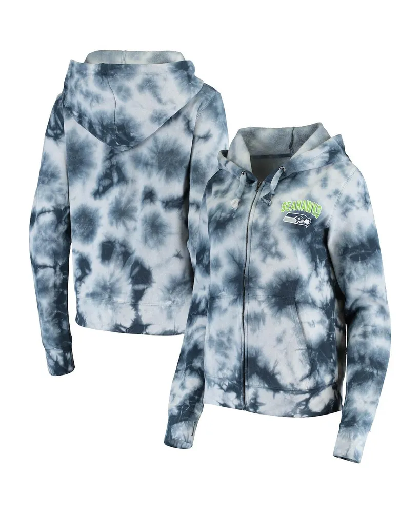 Women's College Navy Seattle Seahawks Tie Dye Fleece Full-Zip Hoodie