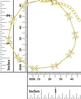 Cubic Zirconia X Chain Bracelet in Sterling Silver or 14k Gold-Plated Sterling Silver