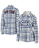 Women's Wear by Erin Andrews Oatmeal New York Rangers Plaid Button-Up Shirt Jacket