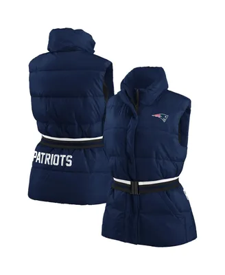 Wear by Erin Andrews Women's Navy New England Patriots Full-Zip Puffer Vest with Belt