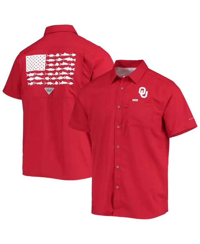 Columbia Men's Oklahoma Sooners Gingham Collegiate Super Tamiami Omni-Shade  Shirt