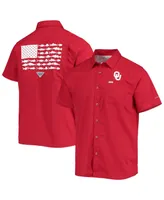 Men's Columbia Pfg Crimson Oklahoma Sooners Slack Tide Camp Button-Up Shirt