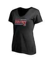 Women's Fanatics Black Ottawa Senators Plus Mascot Bounds V-Neck T-shirt