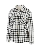 Women's Wear by Erin Andrews Oatmeal San Jose Sharks Plaid Button-Up Shirt Jacket