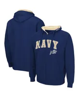 Men's Colosseum Navy Midshipmen Arch and Logo 3.0 Full-Zip Hoodie