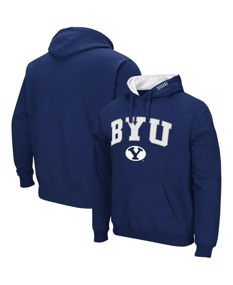 Men's Colosseum Byu Cougars Arch and Logo 3.0 Pullover Hoodie