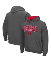 Men's Colosseum Charcoal Nebraska Huskers Arch and Logo 3.0 Pullover Hoodie