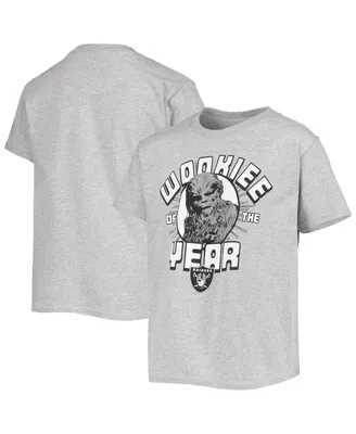 Big Boys Junk Food Heathered Gray Las Vegas Raiders Star Wars Wookie of The Year T-shirt
