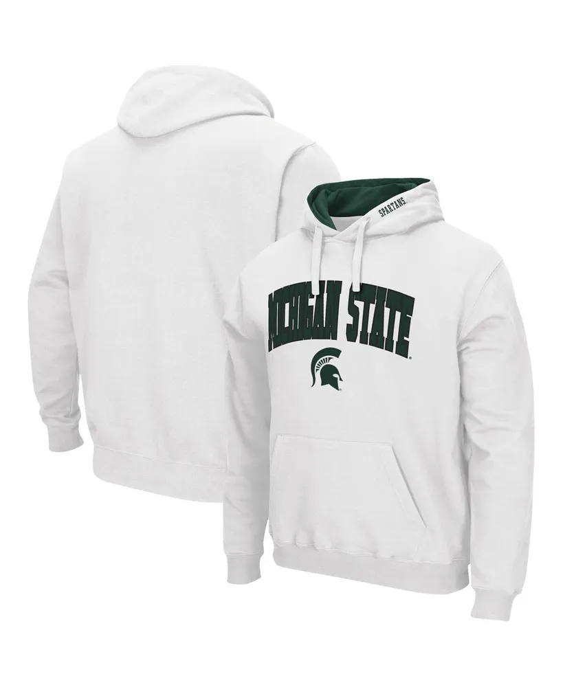 Men's Colosseum White Michigan State Spartans Arch and Logo 3.0 Pullover Hoodie