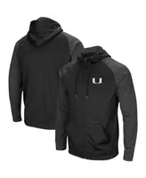 Men's Colosseum Black Miami Hurricanes Big and Tall Blackout 2.0 Raglan Full-Zip Hoodie