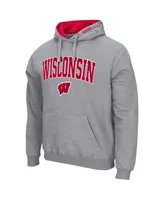 Men's Colosseum Heathered Gray Wisconsin Badgers Arch and Logo 3.0 Pullover Hoodie