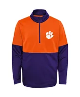 Big Boys Purple, Orange Clemson Tigers Quick Snap Spine Print Quarter-Zip Jacket