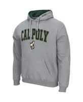 Men's Colosseum Heathered Gray Cal Poly Mustangs Arch and Logo Pullover Hoodie