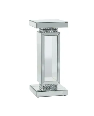 Medium-Density Fibreboard Wood Glam Pedestal Table - Silver