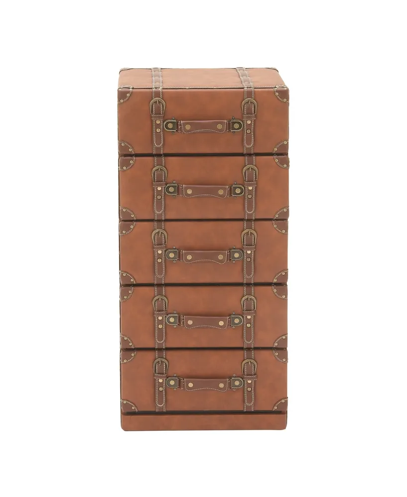 Faux Leather and Wood Traditional Chest