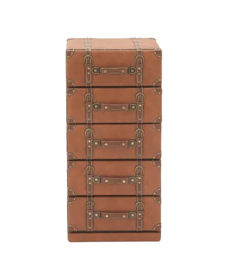 Faux Leather and Wood Traditional Chest