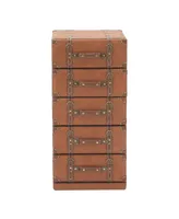 Faux Leather and Wood Traditional Chest