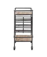 Chinese Fir and Metal Industrial Bar Cart
