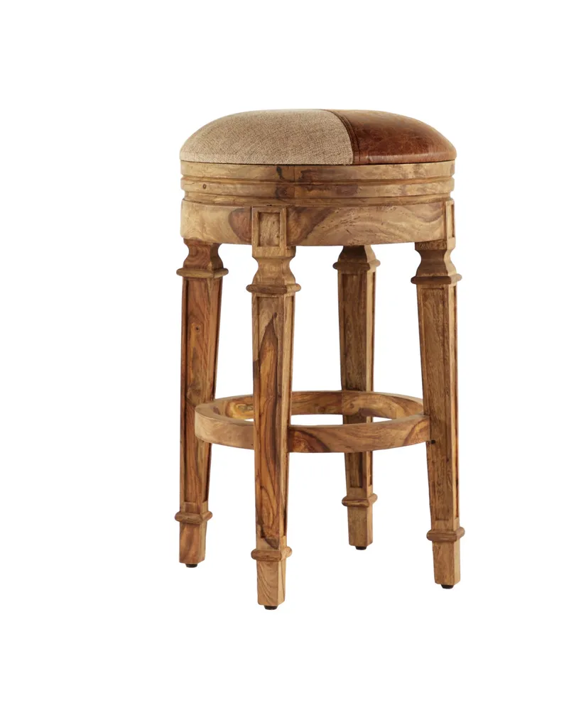 Wood and Fabric Rustic Bar Stool