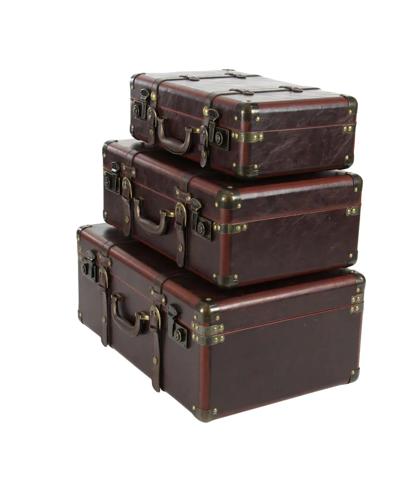 Leather Retro Trunk, Set of 3